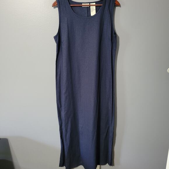 Studio Ease Dresses & Skirts - Studio Ease Maxi Dress Linen Blend Made in India Lagenlook Size 14 Blue Womens